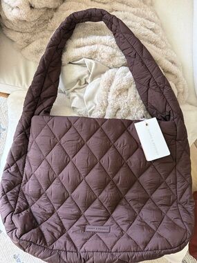 Poppy and Peonies- Quilted Shoulder Bag in Deep Brown